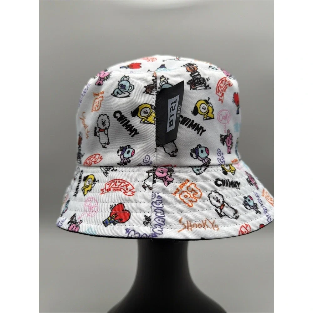 BT21  Logo Black Reversible Bucket Hat One Size Adult Lightweight